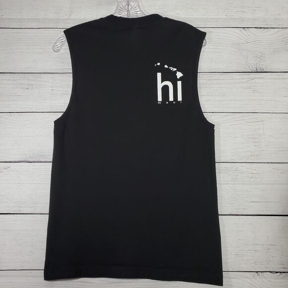 Hawaii Shirt Mens Small Black Sleeveless Tank Maui Surf Island - Picture 6 of 8